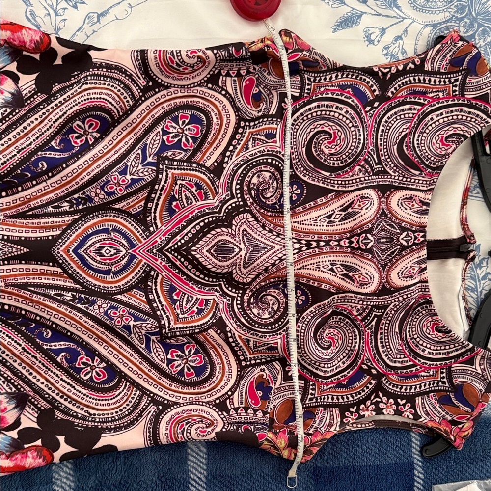 New York & Company Pink and Black Paisley Midi Dress - Picture 6 of 6
